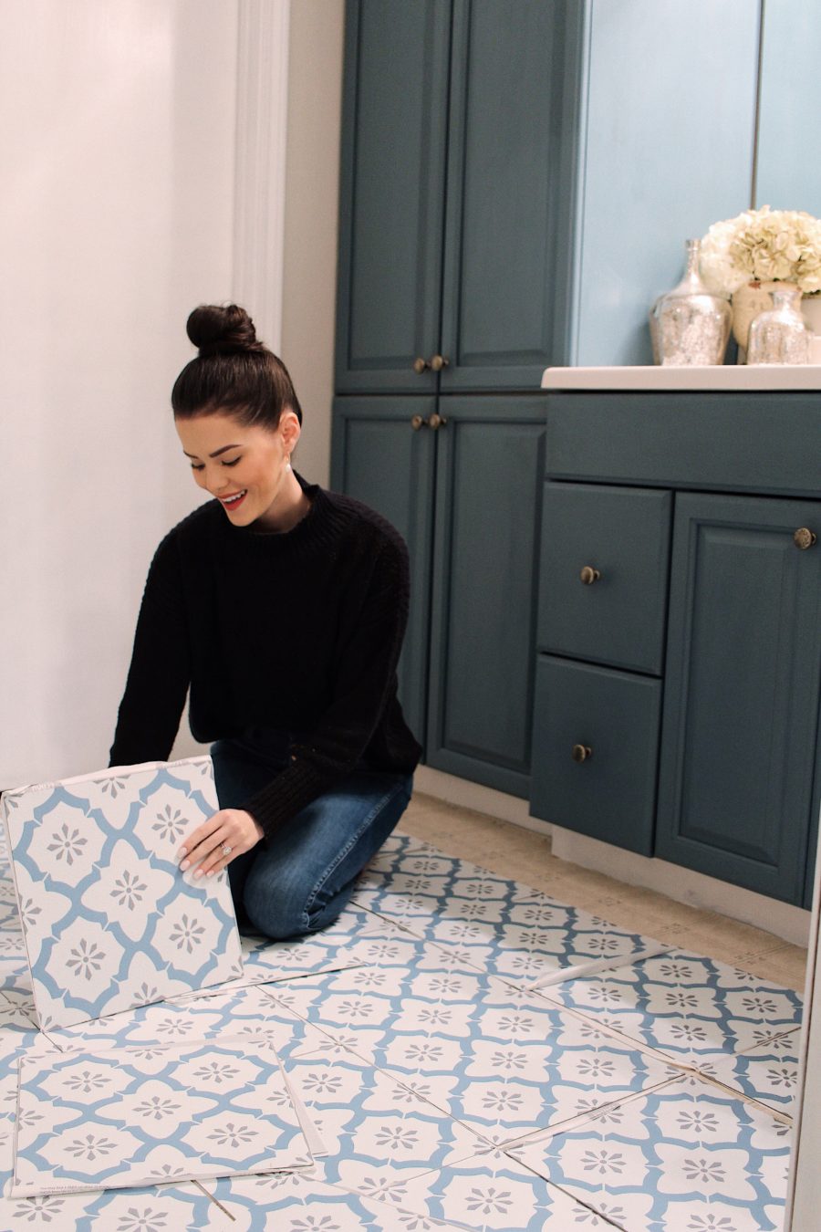 how to install peel and stick tile over vinyl flooring