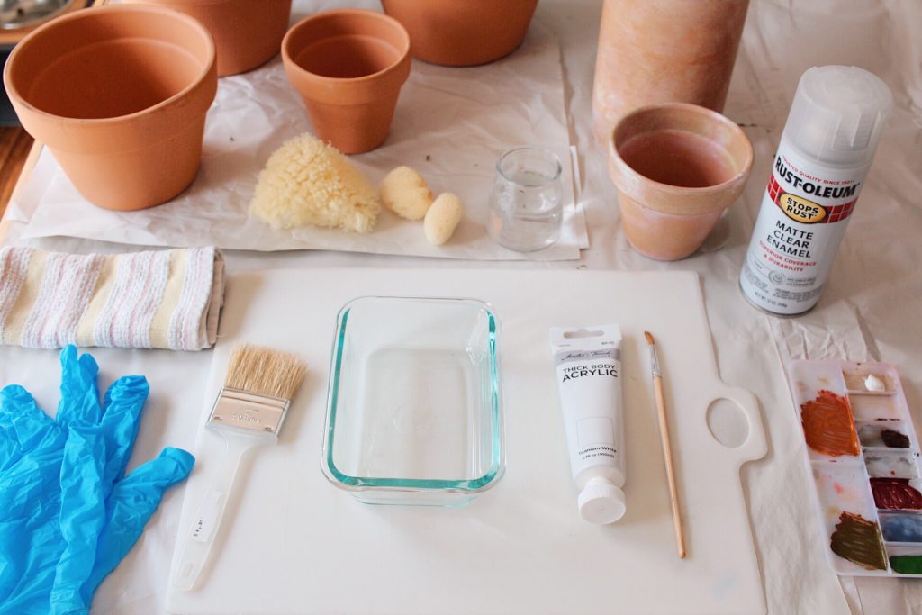 how to age terra cotta pots with paint DIY